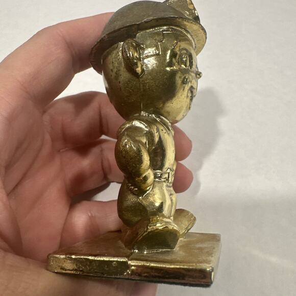 VTG Gold Tone Metal PHILLIPS 66 Petroleum Gas & Oil Field Worker Mascot Figurine - Picture 9 of 12
